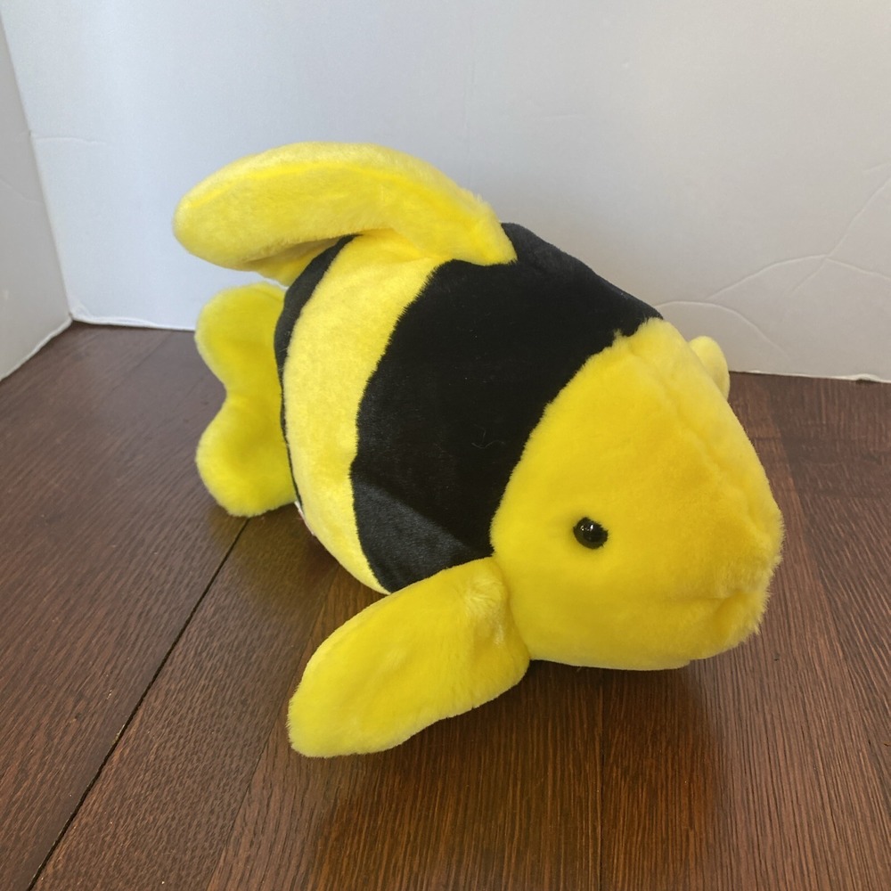 BUBBLES the Yellow Black FISH Plush Sea life Ty Beanie Baby Vintage 1998 Stuffed